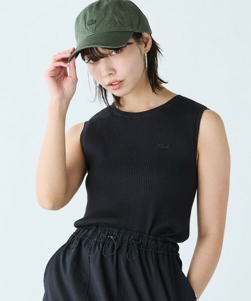 LACOSTE/ラコステ UVカット クールマックスリブニットタンクトップ ブラック 38(L) LACOSTE/ラコステ UVカット クールマックスリブニットタンクトップ ブラック 38(L)