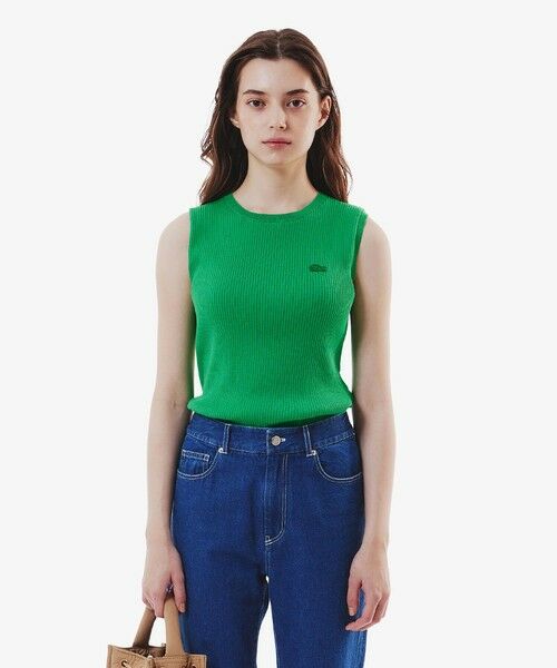 LACOSTE/ラコステ UVカット クールマックスリブニットタンクトップ グリーン 38(L) LACOSTE/ラコステ UVカット クールマックスリブニットタンクトップ グリーン 38(L)