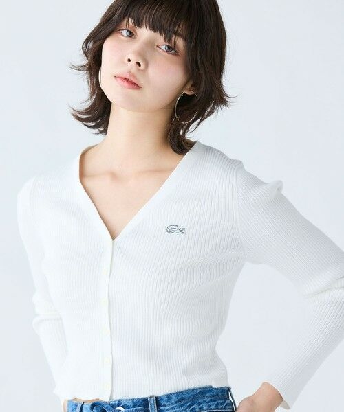 LACOSTE　リブニットクルーネック　半袖　リブニット　ホワイト 楽天市場】【 LACOSTE ラコステ 】 ジャカード リブ ニット