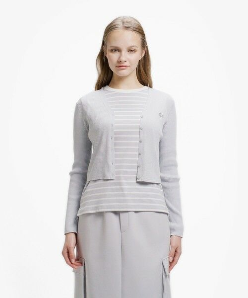 LACOSTE / ラコステ カーディガン・ボレロ | UVカット クールマックスリブニットカーディガン（ライトグレー）
