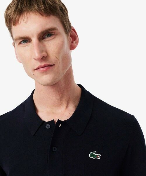 LACOSTE ラコステ　ニットポロシャツ　カーキ　サマーウール　ハーフジップ LACOSTE ラコステ ニットポロシャツ カーキ サマーウール ハーフ