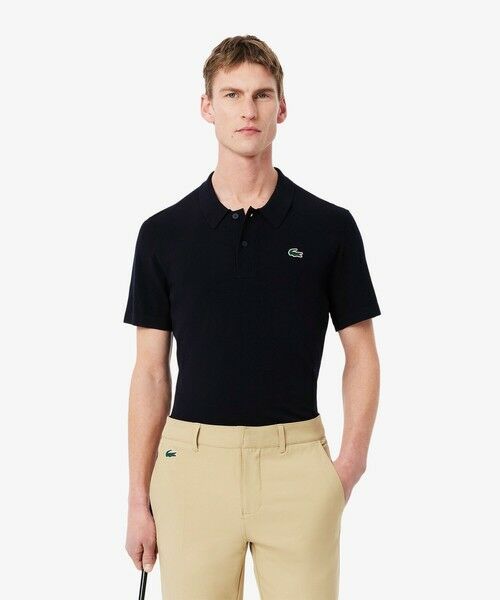 LACOSTE/ラコステ レーヨン混 ワントーンゴルフポロニット ネイビー 4(日本サイズL) LACOSTE/ラコステ レーヨン混 ワントーンゴルフポロニット ネイビー 4(日本サイズL)