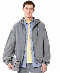 LACOSTE / ラコステ パーカー | ボリュームスリーブ ナチュラルピグメントダイ ジップアップ デニムフーディー / ヴィンテージ加工パーカー