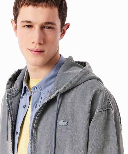 LACOSTE / ラコステ パーカー | ボリュームスリーブ ナチュラルピグメントダイ ジップアップ デニムフーディー / ヴィンテージ加工パーカー | 詳細6