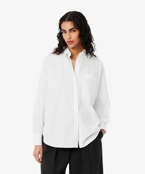 LACOSTE/ラコステ コットンポプリン オーバーサイズストライプシャツ ホワイト 36(M) LACOSTE/ラコステ コットンポプリン オーバーサイズストライプシャツ ホワイト 36(M)