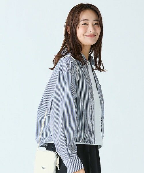 LACOSTE / ラコステ シャツ・ブラウス | ショート&ワイドクロップド バルーンスリーブ ストライプシャツ | 詳細3