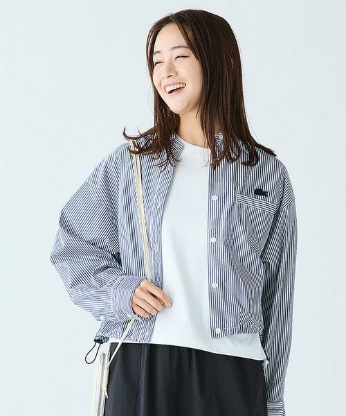 LACOSTE / ラコステ シャツ・ブラウス | ショート&ワイドクロップド バルーンスリーブ ストライプシャツ | 詳細4