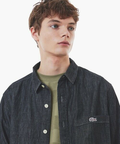 LACOSTE/ラコステ コットンリネンデニムシャツジャケット ブラック 41(日本サイズXL) LACOSTE/ラコステ コットンリネンデニムシャツジャケット ブラック 41(日本サイズXL)