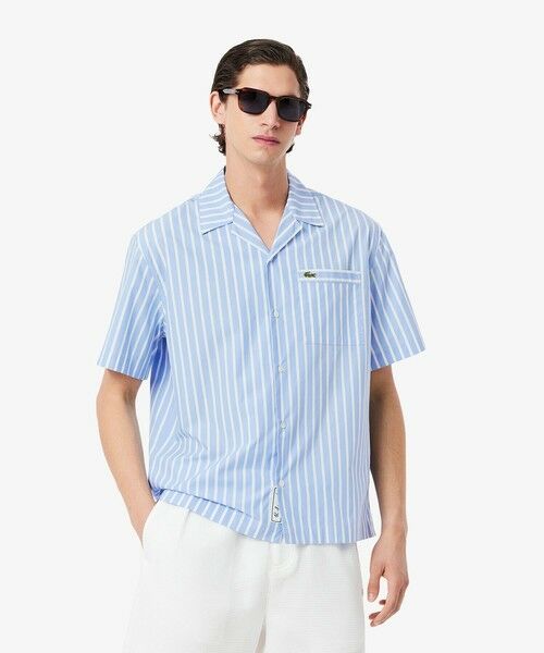 LACOSTE / ラコステ シャツ・ブラウス | ストライプオープンカラーシャツ(ライトブルー)