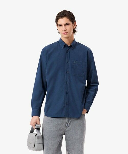 LACOSTE/ラコステ ウォッシュドオーガニックコットンシャツ グレイッシュブルー 40(日本サイズL) LACOSTE/ラコステ ウォッシュドオーガニックコットンシャツ グレイッシュブルー 40(日本サイズL)