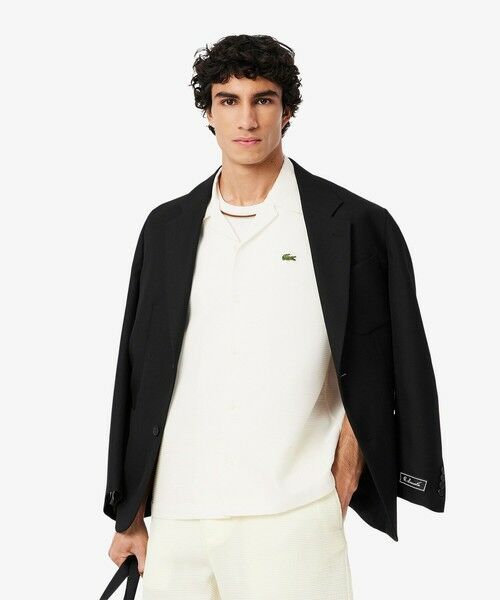 LACOSTE/ラコステ ワッフルニットオープンカラーシャツ ホワイト 40(日本サイズL) LACOSTE/ラコステ ワッフルニットオープンカラーシャツ ホワイト 40(日本サイズL)
