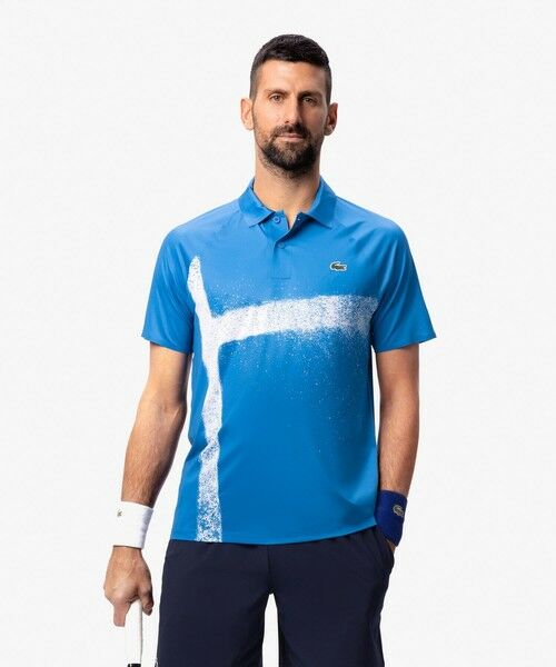 LACOSTE/ラコステ 『ジョコビッチ』コートラインシームレスポロシャツ ブルー 4(日本サイズL) LACOSTE/ラコステ 『ジョコビッチ』コートラインシームレスポロシャツ ブルー 4(日本サイズL)