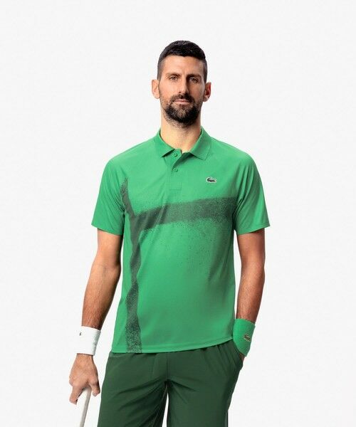 LACOSTE/ラコステ 『ジョコビッチ』コートラインシームレスポロシャツ グリーン 4(日本サイズL) LACOSTE/ラコステ 『ジョコビッチ』コートラインシームレスポロシャツ グリーン 4(日本サイズL)
