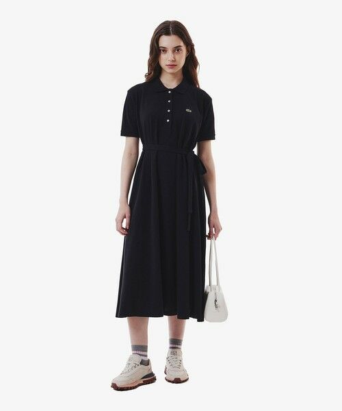 LACOSTE/ラコステ 鹿の子地マキシ丈ドレス ポロワンピース フレア Iライン ブラック 38(L) LACOSTE/ラコステ 鹿の子地マキシ丈ドレス ポロワンピース フレア Iライン ブラック 38(L)