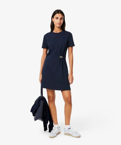 LACOSTE/ラコステ ワニロゴプリーツTシャツドレス ネイビー 36(M) LACOSTE/ラコステ ワニロゴプリーツTシャツドレス ネイビー 36(M)