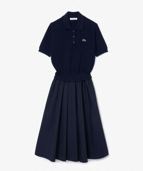 LACOSTE / ラコステ ミニ丈・ひざ丈ワンピース | 異素材切り替え コンビネーションマテリアルポロドレス フレア ポロワンピース | 詳細11