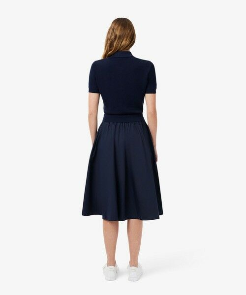極美品 ラコステ 完売品 異素材切り替え コンビネーションマテリアルポロドレス LACOSTE｜異素材切り替え コンビネーションマテリアルポロドレス