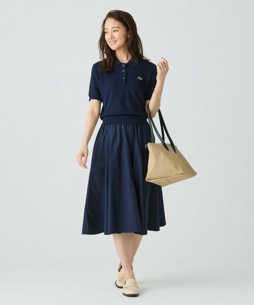 LACOSTE / ラコステ ミニ丈・ひざ丈ワンピース | 異素材切り替え コンビネーションマテリアルポロドレス フレア ポロワンピース | 詳細5