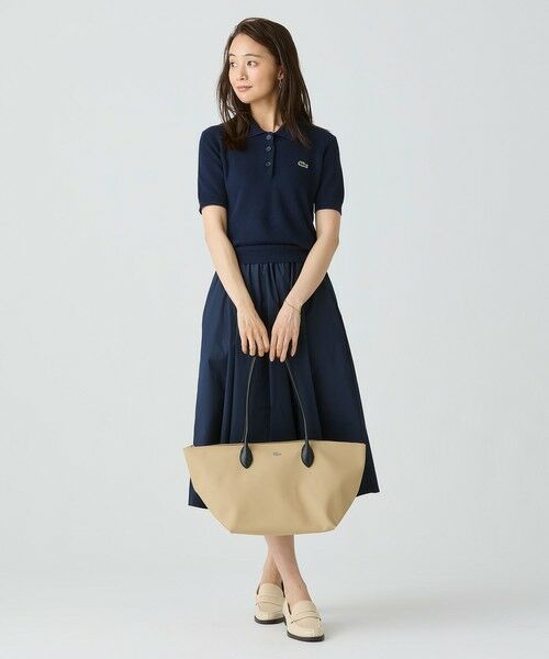 極美品 ラコステ 完売品 異素材切り替え コンビネーションマテリアルポロドレス LACOSTE｜異素材切り替え コンビネーションマテリアルポロドレス