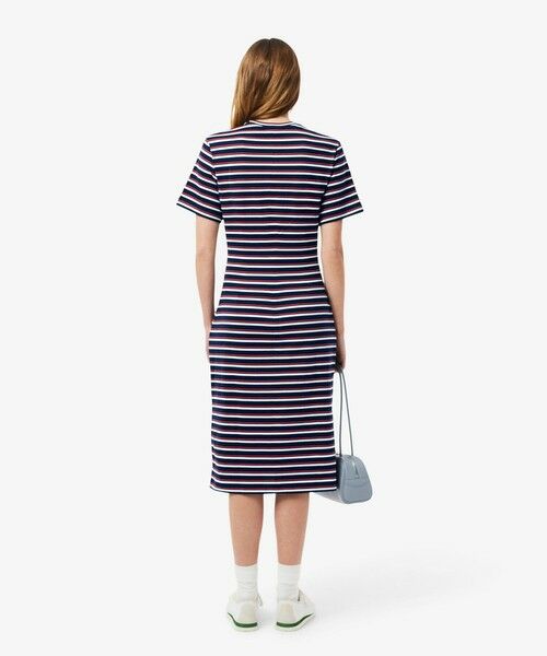 【未使用】定価¥25,300 鹿の子地ボーダーマキシシャツドレス　紐リボン付 未使用】定価¥25,300 鹿の子地ボーダーマキシシャツドレス 紐