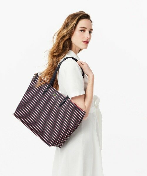 LACOSTE/ラコステ L.12.12コンセプトシーズナル ボーダーラージトートバッグ ネイビー FREE LACOSTE/ラコステ L.12.12コンセプトシーズナル ボーダーラージトートバッグ ネイビー FREE