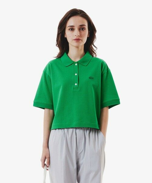 LACOSTE/ラコステ ヘビーウェイト鹿の子 ワイド クロップド丈 半袖ポロシャツ グリーン 36(M) LACOSTE/ラコステ ヘビーウェイト鹿の子 ワイド クロップド丈 半袖ポロシャツ グリーン 36(M)