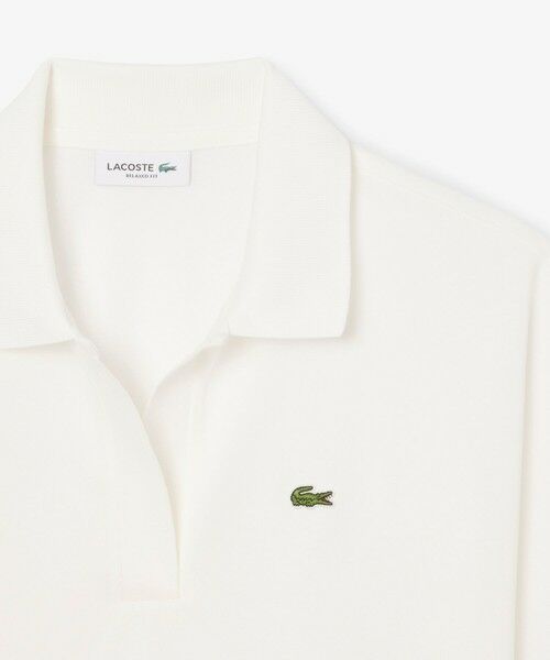 LACOSTE SPORT ポロシャツ サイズ5 ホワイト/ブルー チェック柄 セール】 モノグラム柄 プリントジャカードシャンブレー