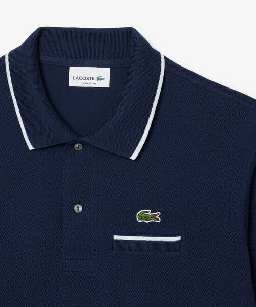 未使用　LACOSTE 青 ポロシャツ 襟白ライン Amazon | [シップス] 別注 LACOSTE: NEW 70's ドロップテイル