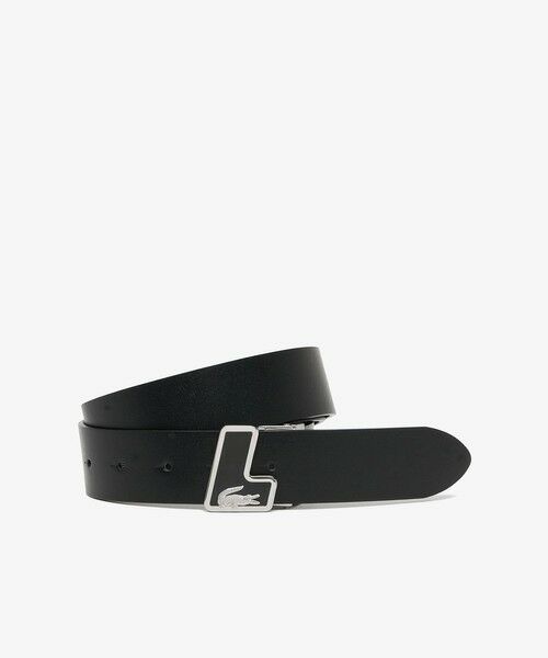 LACOSTE/ラコステ イニシャルバックルレザーベルト ブラック FREE LACOSTE/ラコステ イニシャルバックルレザーベルト ブラック FREE