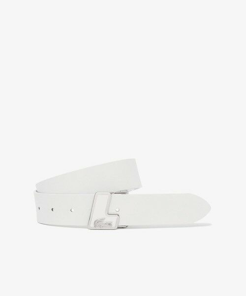 LACOSTE/ラコステ イニシャルバックルレザーベルト ホワイト FREE LACOSTE/ラコステ イニシャルバックルレザーベルト ホワイト FREE