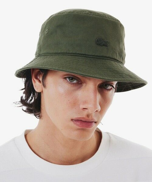 LACOSTE/ラコステ バイオウォッシュバケットハット ダークグリーン 58.0cm LACOSTE/ラコステ バイオウォッシュバケットハット ダークグリーン 58.0cm