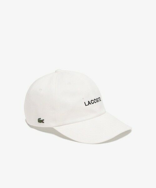 【値下げ！】Lacoste ホワイト キャップ セール】 ブランドロゴステッチローキャップ （キャップ