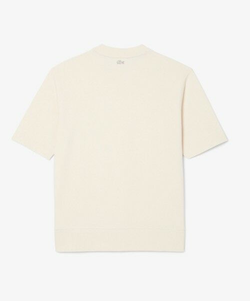 LACOSTE 刺繍Tシャツ サイズ4 クリーム セール】 裏パイル グラフィック刺繍 トーン・オン・トーン