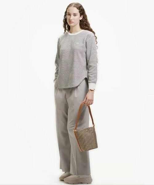 LACOSTE / ラコステ Tシャツ | ラウンドヘム 配色リブカラー ワッフルボーダーロングスリーブTシャツ | 詳細1