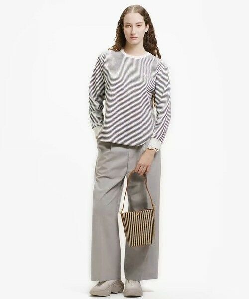 LACOSTE / ラコステ Tシャツ | ラウンドヘム 配色リブカラー ワッフルボーダーロングスリーブTシャツ | 詳細2