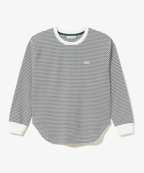 LACOSTE / ラコステ Tシャツ | ラウンドヘム 配色リブカラー ワッフルボーダーロングスリーブTシャツ | 詳細3
