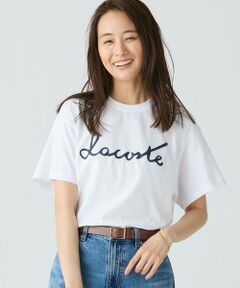 【オンライン限定】LACOSTE スクリプトネームロゴ  ルーズシルエットハーフスリーブTシャツ