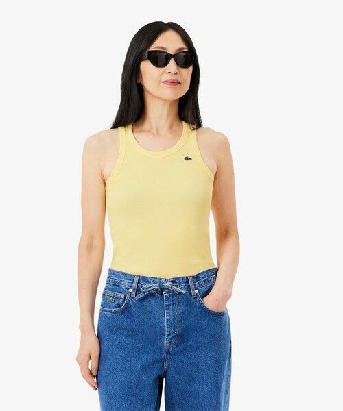 LACOSTE/ラコステ ワンポイントロゴ エッセンシャルリブニットタンクトップ ペールイエロー 36(M) LACOSTE/ラコステ ワンポイントロゴ エッセンシャルリブニットタンクトップ ペールイエロー 36(M)