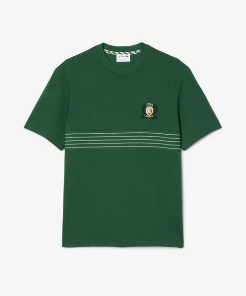 LACOSTE｜配色ラインドリブネック鹿の子地 半袖Tシャツ