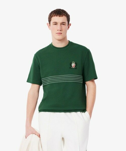 LACOSTE/ラコステ フロントボーダーパネル鹿の子Tシャツ グリーン 5(日本サイズXL) LACOSTE/ラコステ フロントボーダーパネル鹿の子Tシャツ グリーン 5(日本サイズXL)
