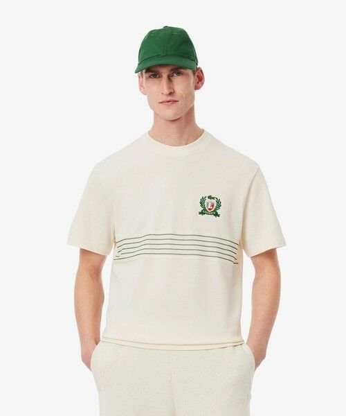 LACOSTE/ラコステ フロントボーダーパネル鹿の子Tシャツ オフホワイト 5(日本サイズXL) LACOSTE/ラコステ フロントボーダーパネル鹿の子Tシャツ オフホワイト 5(日本サイズXL)
