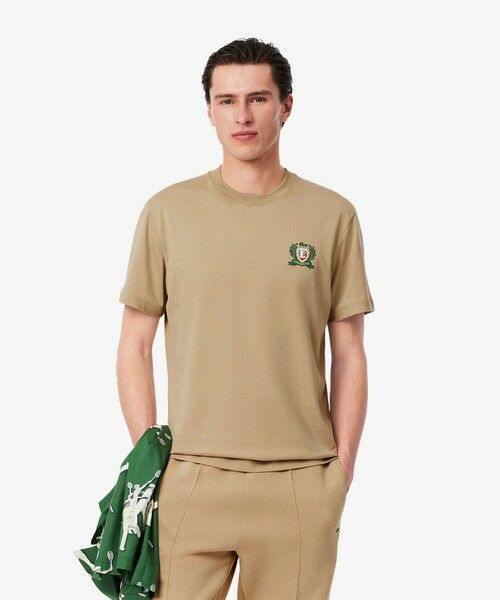 LACOSTE/ラコステ ローレルエンブレムステッチフレンチメイドTシャツ ベージュ 4(日本サイズL) LACOSTE/ラコステ ローレルエンブレムステッチフレンチメイドTシャツ ベージュ 4(日本サイズL)
