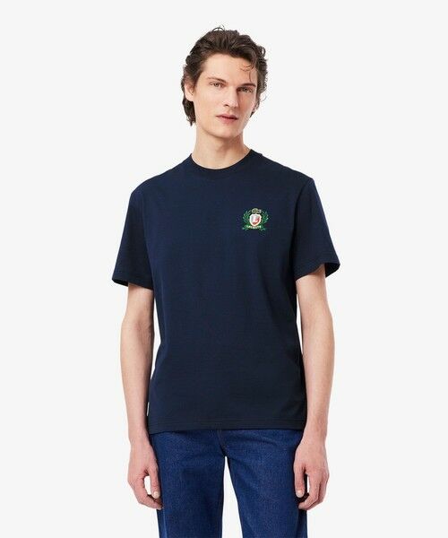 LACOSTE/ラコステ ローレルエンブレムステッチフレンチメイドTシャツ ネイビー 3(日本サイズM) LACOSTE/ラコステ ローレルエンブレムステッチフレンチメイドTシャツ ネイビー 3(日本サイズM)
