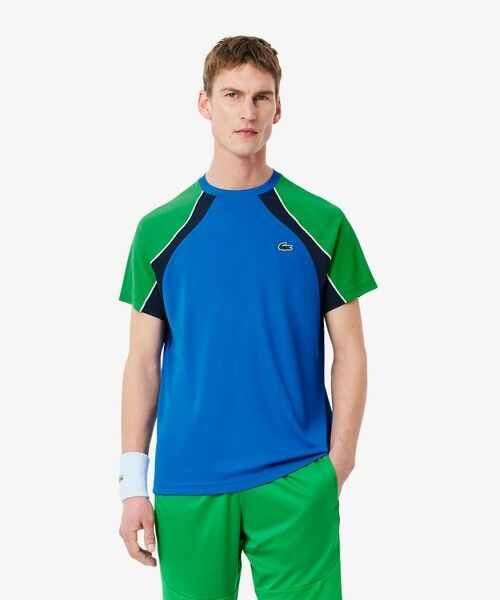 LACOSTE/ラコステ 配色パネルテニスTシャツ ブルー 4(日本サイズL) LACOSTE/ラコステ 配色パネルテニスTシャツ ブルー 4(日本サイズL)