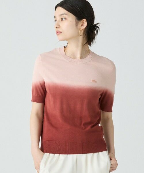 LACOSTE/ラコステ グラデーションニットTシャツ ブラウン 40(XL) LACOSTE/ラコステ グラデーションニットTシャツ ブラウン 40(XL)