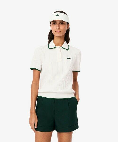 LACOSTE/ラコステ エッジ配色ゴルフニットポロシャツ オフホワイト 36(M) LACOSTE/ラコステ エッジ配色ゴルフニットポロシャツ オフホワイト 36(M)