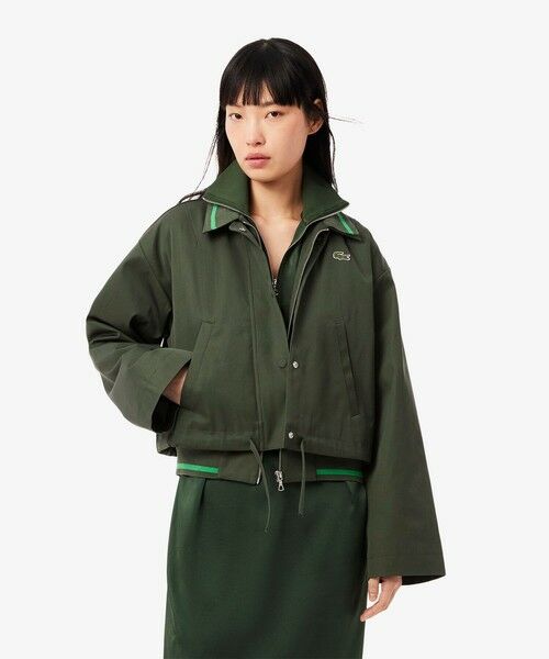 LACOSTE/ラコステ 配色ライン レイヤードジャケット ジップアップブルゾン ダークグリーン 36(M) LACOSTE/ラコステ 配色ライン レイヤードジャケット ジップアップブルゾン ダークグリーン 36(M)