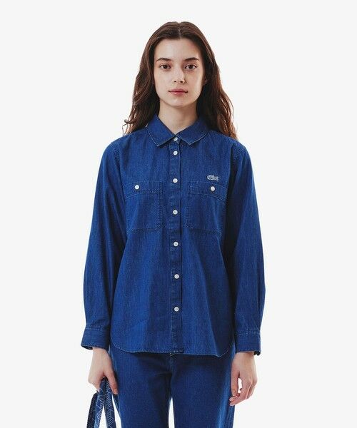 LACOSTE/ラコステ ダブルポケットデニムシャツ ブルー 38(L) LACOSTE/ラコステ ダブルポケットデニムシャツ ブルー 38(L)