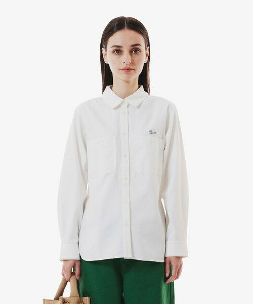 LACOSTE/ラコステ ダブルポケットデニムシャツ ホワイト 38(L) LACOSTE/ラコステ ダブルポケットデニムシャツ ホワイト 38(L)