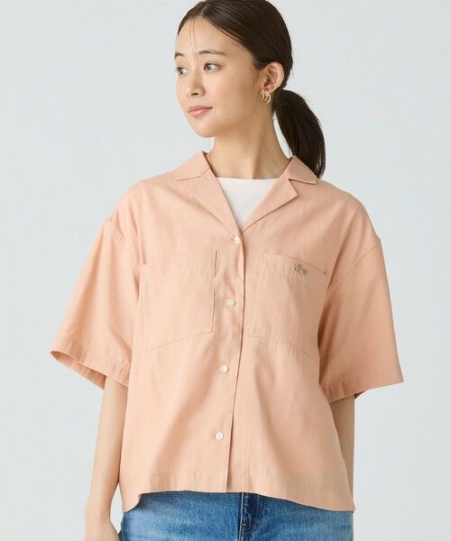 リネンレーヨンオープンカラーシャツ リネン100%無地オープンカラー 5分袖｜SHIRT STATION（シャツ